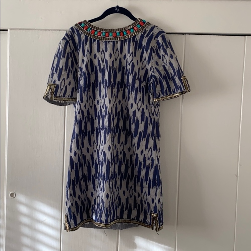 Shirt Dress with Embellished Collar and Sleeves
